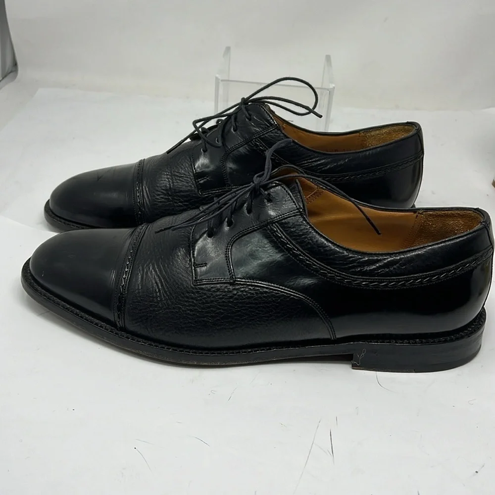 Mezlan Sz 10 Men’s Black Deerskin Leather Cap Toe Oxford Shoes
